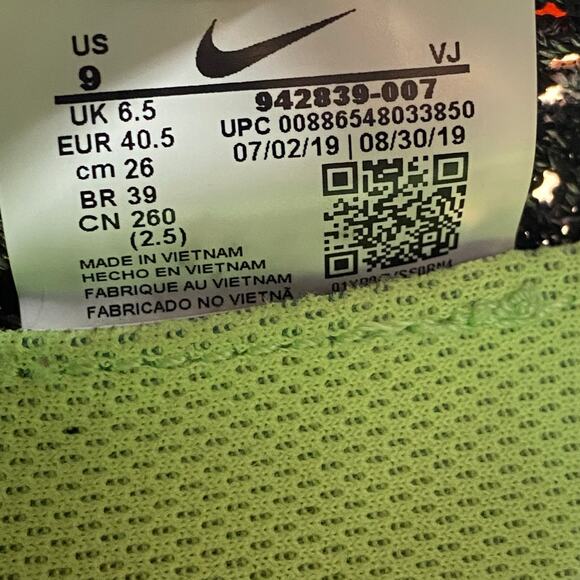 Nike Free RN Flyknit 2018 Black Pink Running Shoes Women's 8 Sneakers 942839-007 - Picture 8 of 8